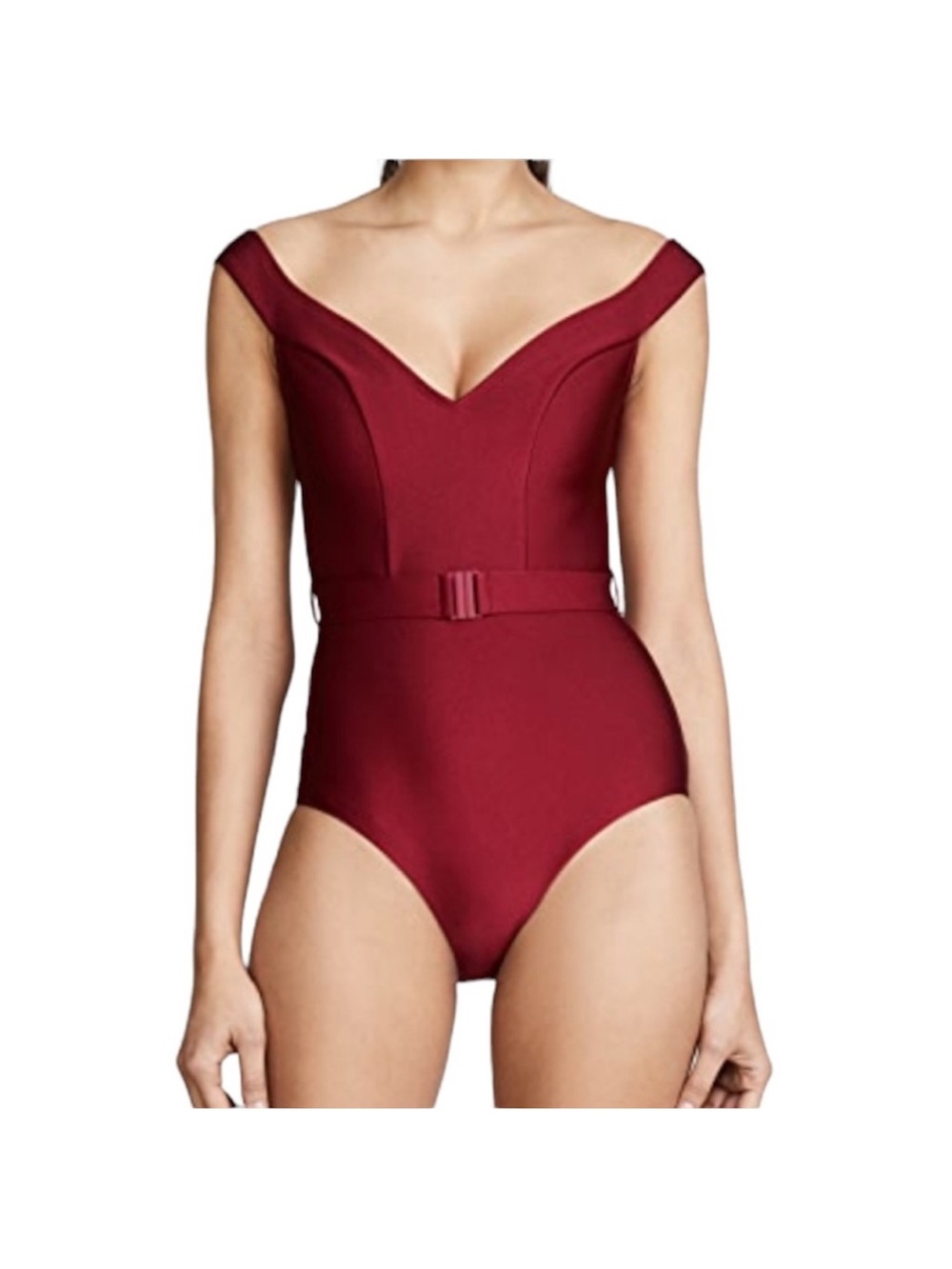 Zimmermann Kali Burgundy One-Piece Swimsuit with Belt